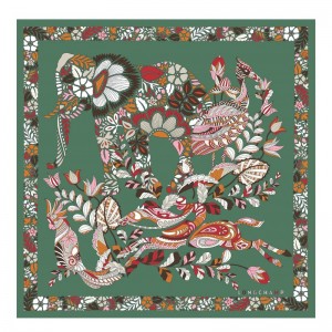 Longchamp Forêt Longchamp Silk Scarf 50 Sage | 40915-UPJX