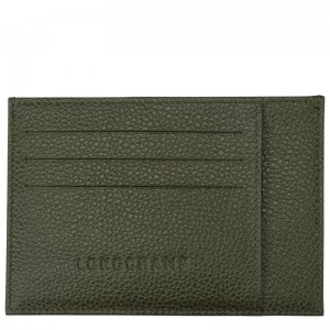 Longchamp Le Foulonné Card Holder Haki | 82597-IOJQ