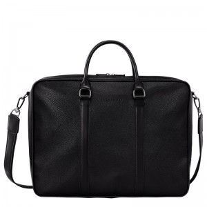 Longchamp Le Foulonné L Briefcase Siyah | 492-GRWTVL