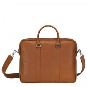 Longchamp Le Foulonné M Briefcase Caramel | 914-AMSCNY