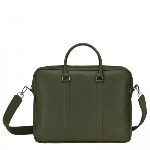 Longchamp Le Foulonné M Briefcase Haki | 537-LBSYVP