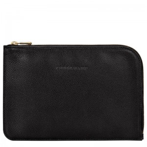 Longchamp Le Foulonné Pouch Siyah | 38769-PJUO