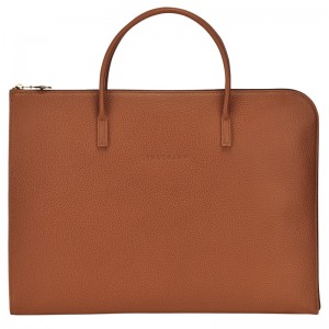 Longchamp Le Foulonné S Briefcase Caramel | 26513-USWQ