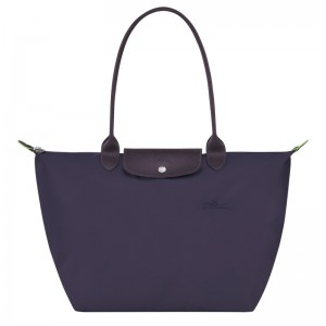 Longchamp Le Pliage Green L Tote Bag Bilberry | 80237-SDFY