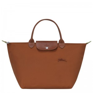 Longchamp Le Pliage Green M Handbag Cognac | 93287-PWQM