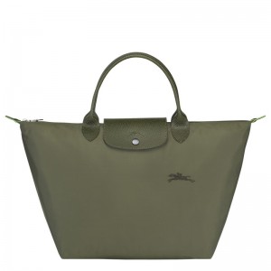 Longchamp Le Pliage Green M Handbag Forest | 41589-BQNY