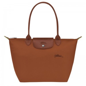 Longchamp Le Pliage Green M Tote Bag Cognac | 07695-XUKN