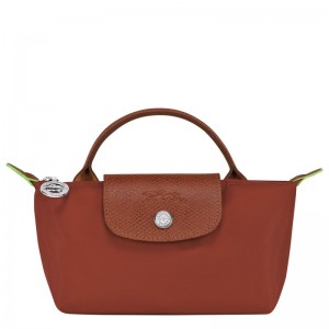 Longchamp Le Pliage Green Pouch With Handle Chestnut | 09326-PLES