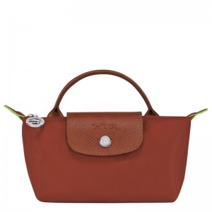 Longchamp Le Pliage Green Pouch With Handle Chestnut | 08635-BGXC