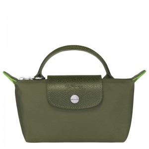 Longchamp Le Pliage Green Pouch With Handle Forest | 34657-EQBH