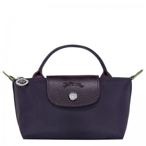 Longchamp Le Pliage Green Pouch With Handle Bilberry | 45870-SKRJ