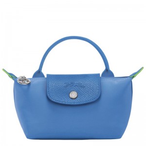 Longchamp Le Pliage Green Pouch With Handle Cornflower | 95382-RXTH