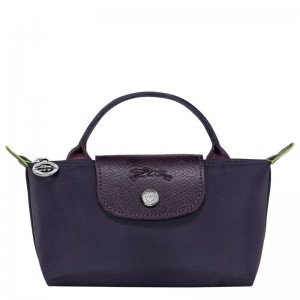 Longchamp Le Pliage Green Pouch With Handle Bilberry | 62571-JKEX