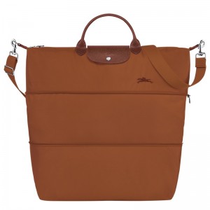 Longchamp Le Pliage Green Travel Bag Expandable Cognac | 43817-JXPF