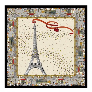 Longchamp Le Pliage In Paris Silk Scarf Ecru | 04287-DTBL