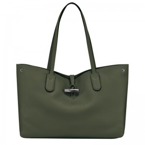 Longchamp Le Roseau Essential L Tote Bag Haki | 906-ORDAIN