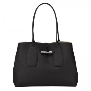 Longchamp Le Roseau L Tote Bag Siyah | 73289-ELGQ