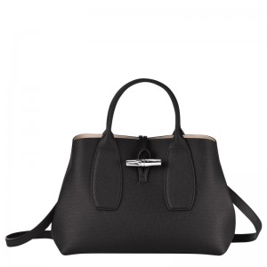 Longchamp Le Roseau M Handbag Siyah | 23068-AMCR