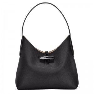 Longchamp Le Roseau M Hobo Bag Siyah | 34925-NLFS