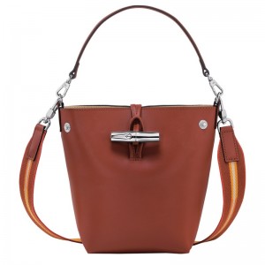 Longchamp Le Roseau Xs Bucket Bag Mahogany | 40938-QMVK