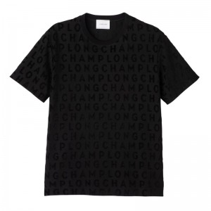 Longchamp Logo Large T-shirt Siyah | 04253-TURM