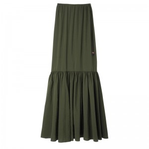 Longchamp Long Skirt Haki | 67532-SRQE