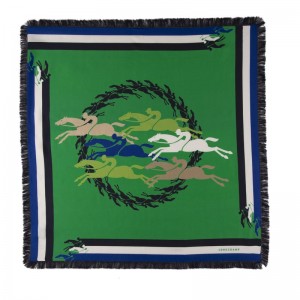 Longchamp Longchamp Jumping Silk Scarf 70 Yeşil | 27601-ISGF