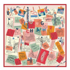 Longchamp Longchamp Mood Board Silk Scarf 90 Tomato | 23495-OGCD