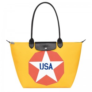 Longchamp Longchamp X Robert Indiana L Tote Bag Mavi | 67358-XJYB