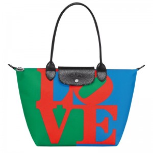 Longchamp Longchamp X Robert Indiana M Tote Bag Kırmızı Lacivert | 82634-ERNI