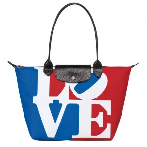 Longchamp Longchamp X Robert Indiana M Tote Bag Beyaz | 63409-FOTS