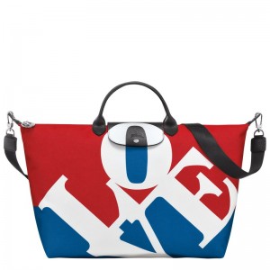 Longchamp Longchamp X Robert Indiana Travel Bag Beyaz | 62318-GXOE