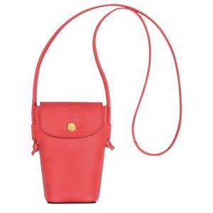 Longchamp Épure Phone Case With Leather Lace Strawberry | 85136-NDUP