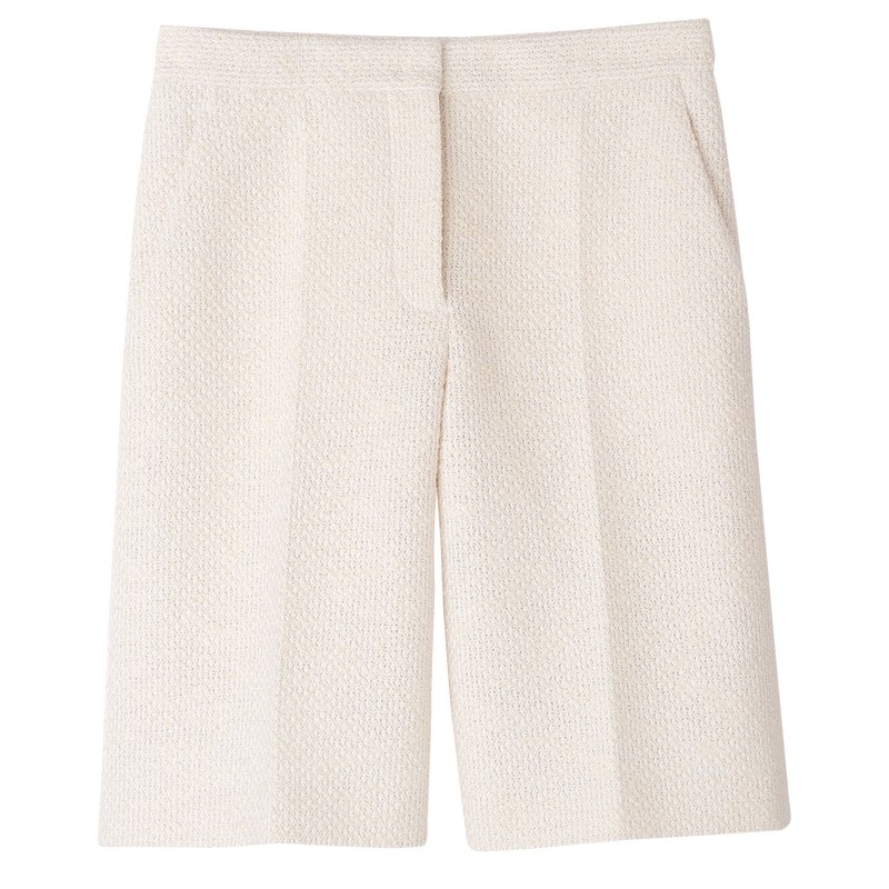 Longchamp Bermuda Shorts Ecru | 38671-NQFS