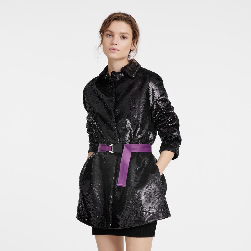 Longchamp Coat Siyah | 728-LBFZJQ