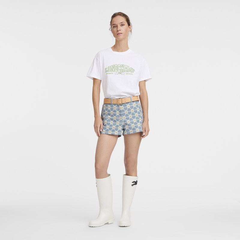 Longchamp Embroidered Shorts Mavi | 867-QWKPMJ