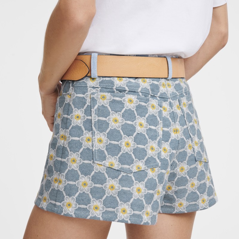 Longchamp Embroidered Shorts Mavi | 867-QWKPMJ