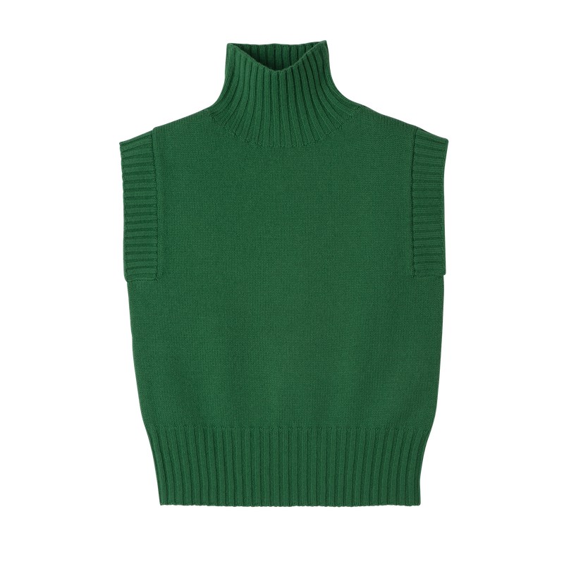 Longchamp High Collar No Sleeve Jumper Yeşil | 94302-GUPI