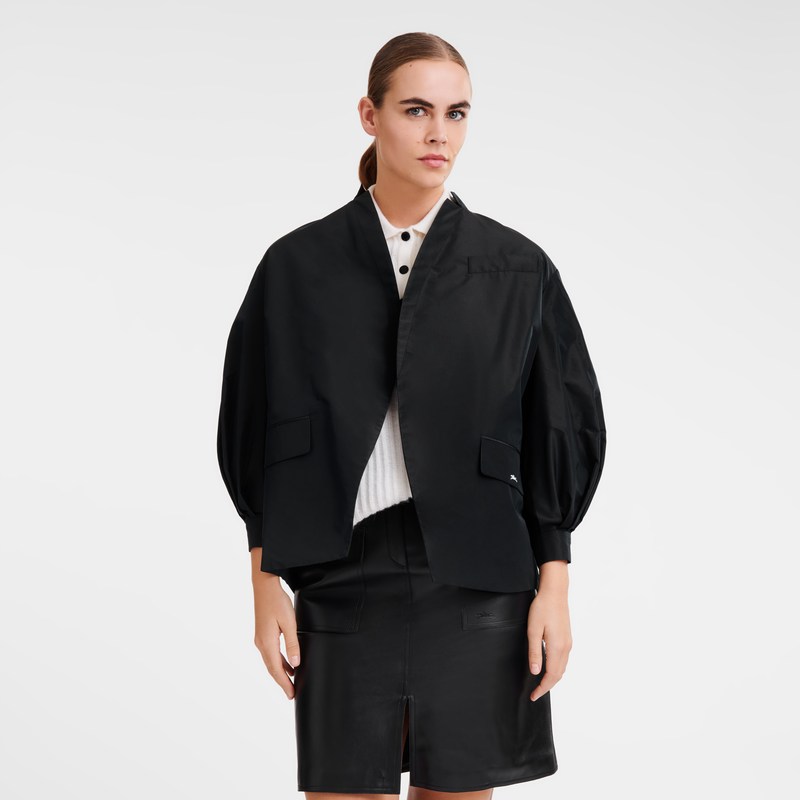 Longchamp Kimono Jacket Siyah | 57482-IKRU