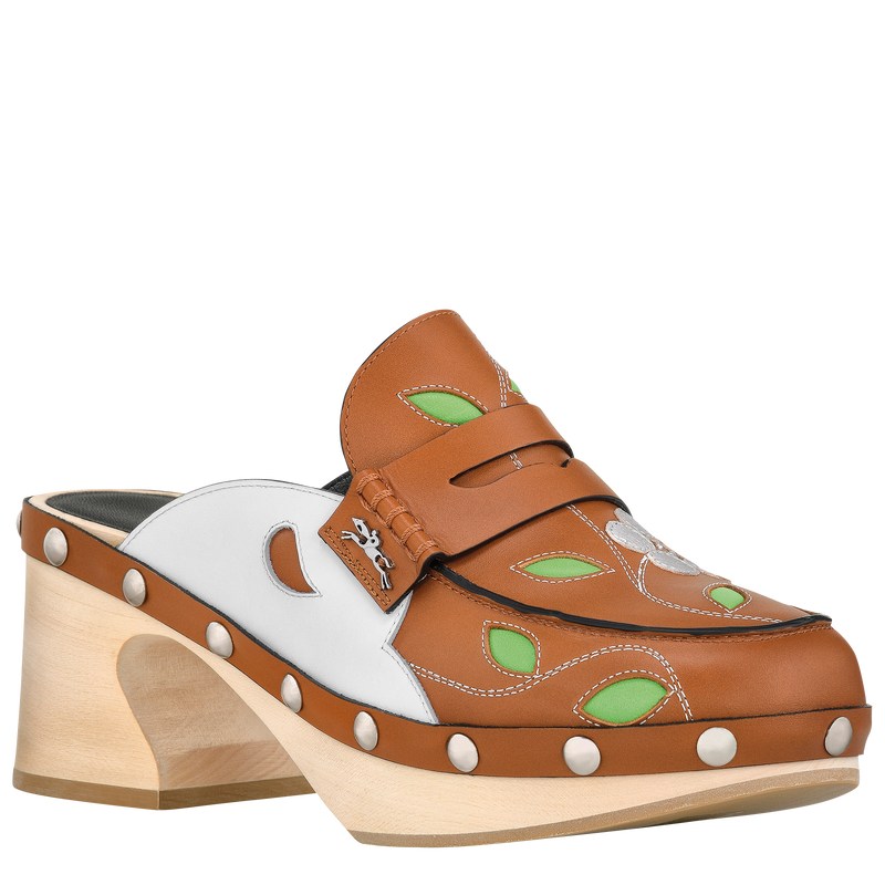 Longchamp La Cigale Clogs Cognac | 619-HFIJXP