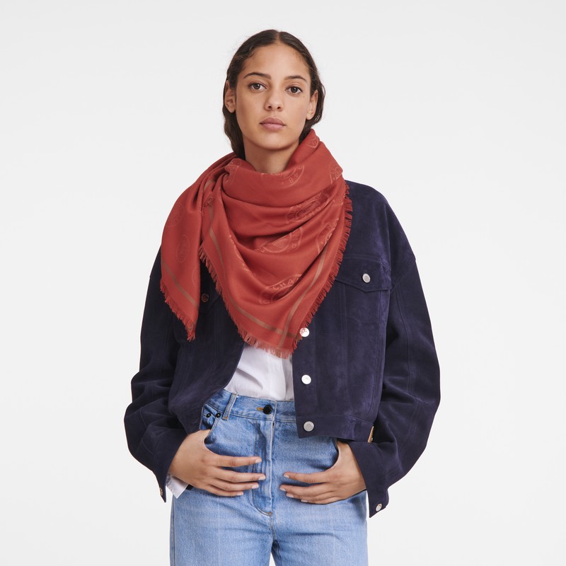 Longchamp La Médaille Longchamp Shawl Tomato | 69147-HVGN