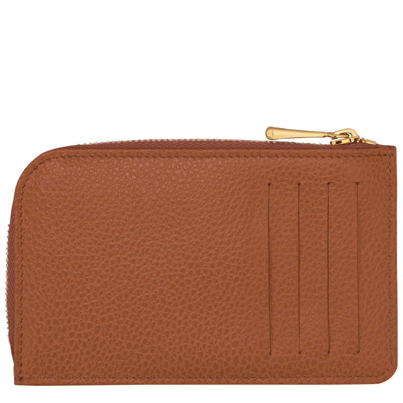 Longchamp Le Foulonné Card Holder Caramel | 95163-RPKU