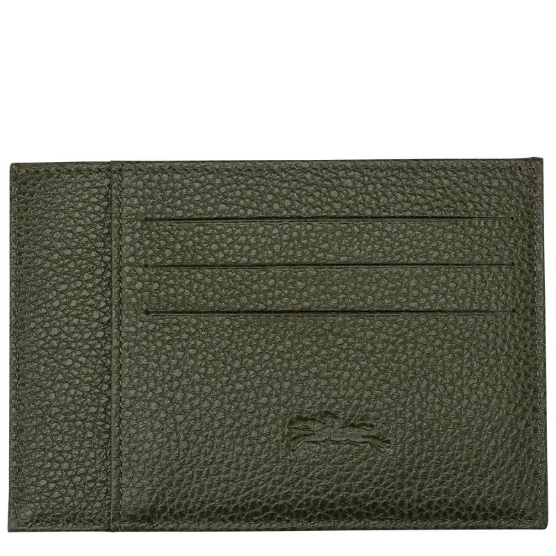 Longchamp Le Foulonné Card Holder Haki | 14957-DEJX