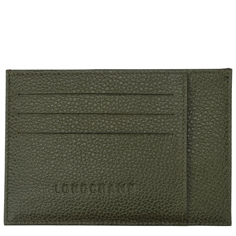 Longchamp Le Foulonné Card Holder Haki | 14957-DEJX