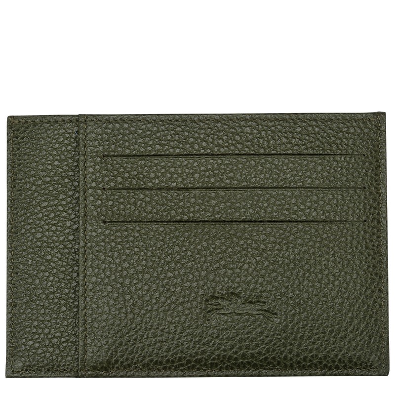 Longchamp Le Foulonné Card Holder Haki | 82597-IOJQ