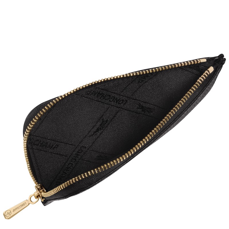 Longchamp Le Foulonné Card Holder Siyah | 26318-HXEY