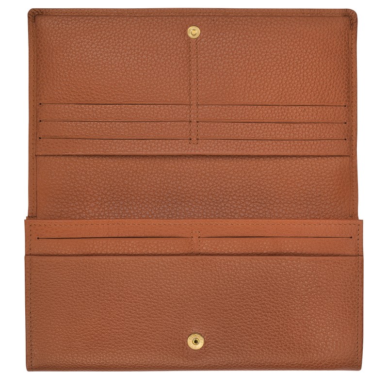 Longchamp Le Foulonné Continental Wallet Caramel | 48132-LHBA