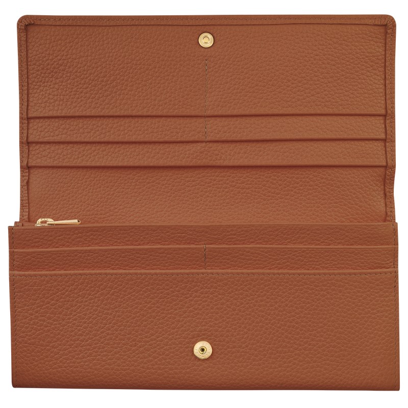 Longchamp Le Foulonné Continental Wallet Caramel | 58037-BSXN