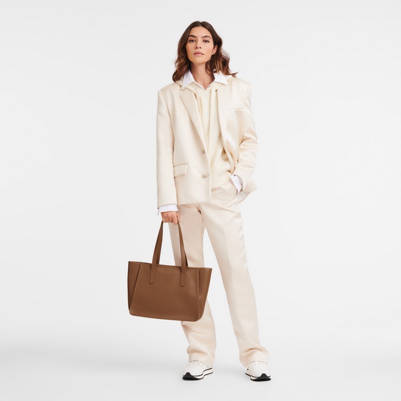 Longchamp Le Foulonné L Tote Bag Caramel | 496-DMFENQ 