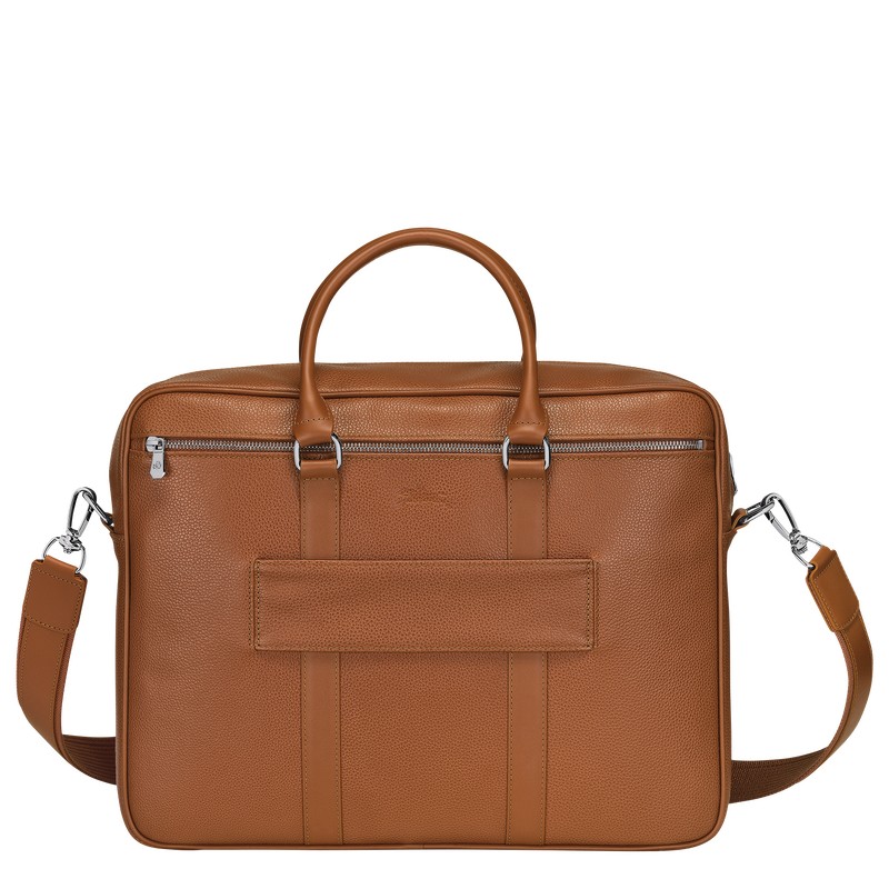 Longchamp Le Foulonné M Briefcase Caramel | 605-FCEIYU